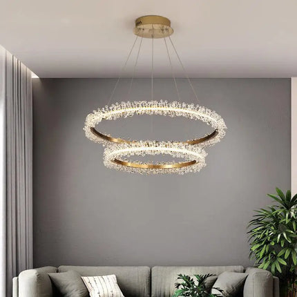 Lustre en cristal avec anneau doré pour suspension intérieure — LZ4X9M
