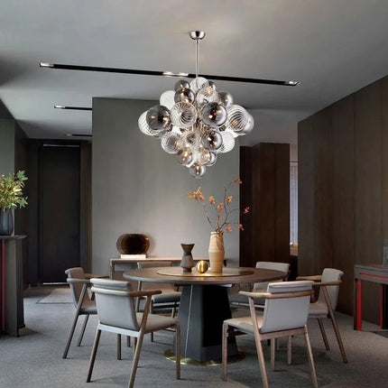 Lustre suspension nordique en fer et bulles de verre — LZ4X9T