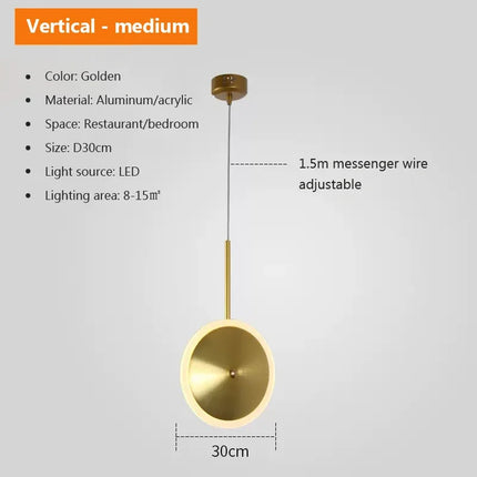 Suspension LED ronde en métal avec fil réglable design moderne — LZ4X9P