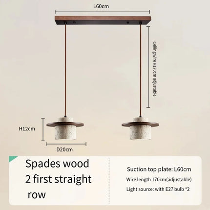 Suspension LED minimaliste japonaise en noyer et travertin — LZ4X9P