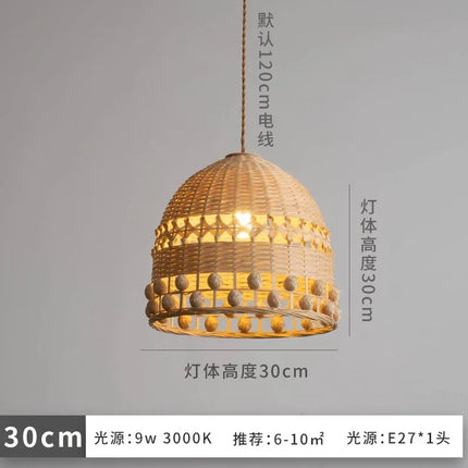 Suspension en bambou tissé style zen wabi-sabi décorative — LZ4X9P