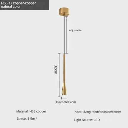 Suspension décorative en cuivre forme goutte d'eau moderne — LZ4T9X