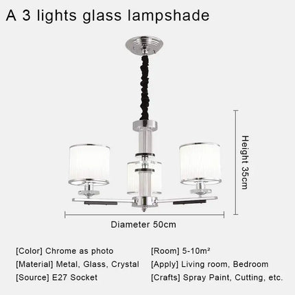 Lustre nordique en cristal avec métal chromé et verre transparent — LZ4X9M