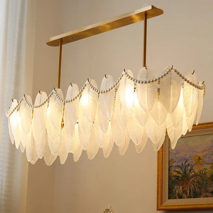 Plafonnier décoratif en verre et plumes pour intérieur — LZ4X9P