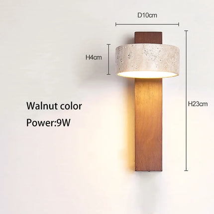 Applique murale en bois de noyer avec LED et interrupteur rotatif — LZ4D9X