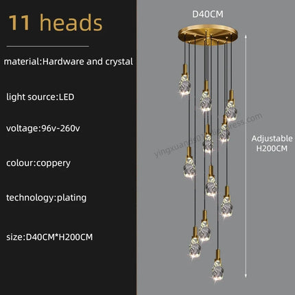 Lustre créatif en cristal pour duplex et escalier en colimaçon — LZ4X9P2