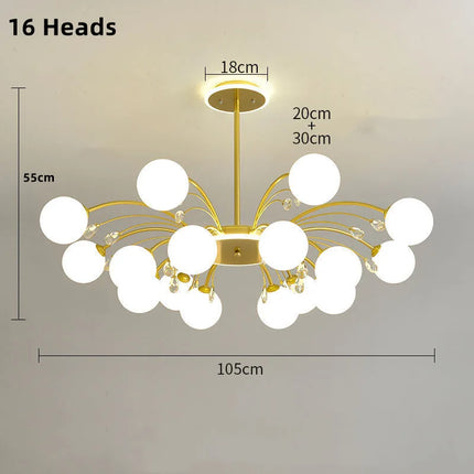 Lustre moderne en verre avec cristaux lumineux pour éclairage élégant — LZ4X9P