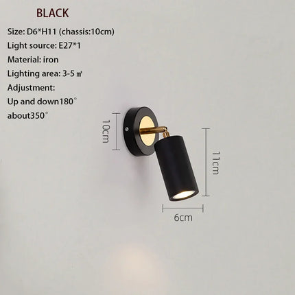 Applique murale noire et or rotative pour lecture et salon — LZ4X9T