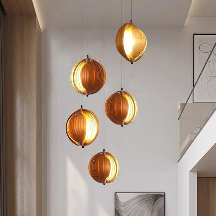 Suspension en bois style wabi sabi pour décoration intérieure moderne — LZ4X7Q9