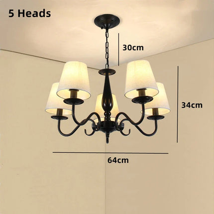 lustre en fer noir avec abat-jour pour intérieur élégant