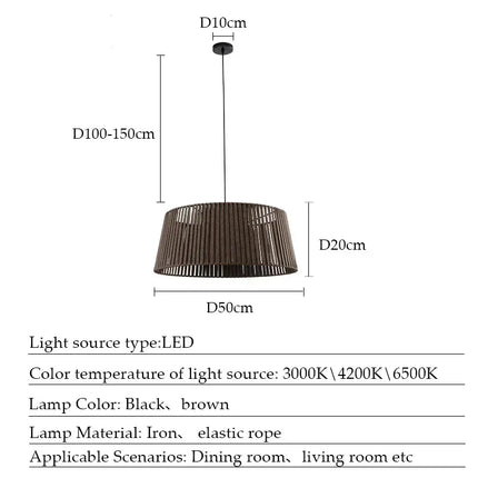 Lustre suspension nordique en corde tissée avec LED — LZ4X9B