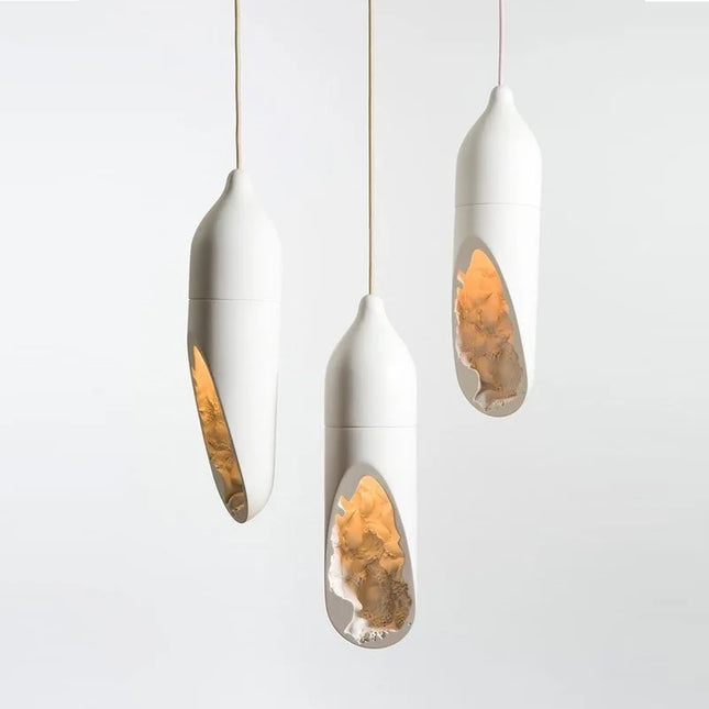 Suspension moderne japonaise Wabi Sabi en plâtre blanc pour cuisine et chambre — LZ4X9T2