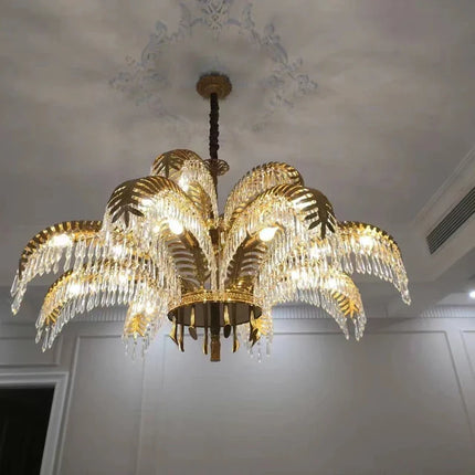 Lustre en cuivre orné de cristal pour décoration rétro élégante — LZ4X9J