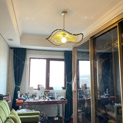 Lustre suspension art déco en corde de chanvre pour commerces — LZ4N7Q