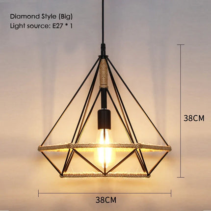 Sisal chanvre corde suspension plafonnier Lustre suspendu Lustre fer main tressage rustique rétro pour salle à manger décor