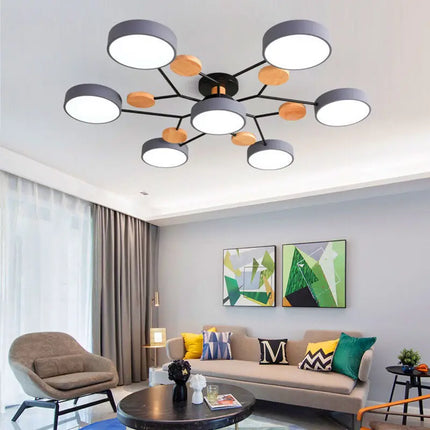 Lustre LED en bois style nordique pour plusieurs pièces — LZ4X9T