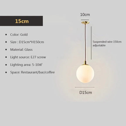 Suspension boule ronde en verre nordique 8-50 cm pour salon et café — LZ4X9T2