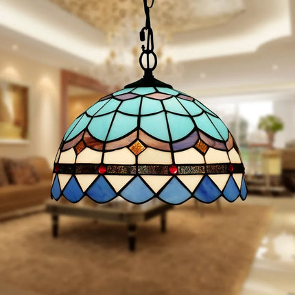 Lustre suspension style industriel en verre teinté rétro Tiffany — LZ4X9P