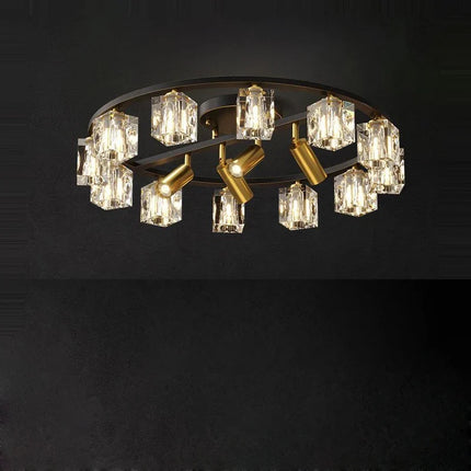 Plafonnier LED cube cristal design moderne cuivre et noir argenté — LZ4X9J2