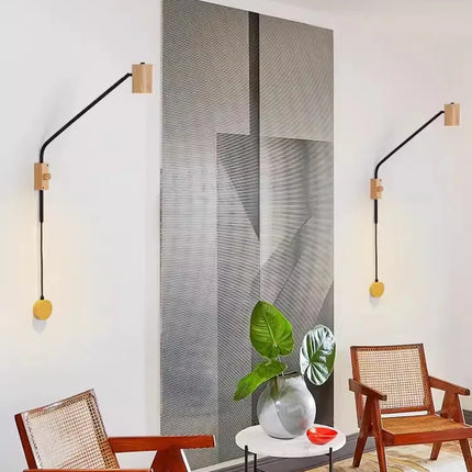 Applique murale vintage en bois à bras oscillant pour hôtel et café — LZ4X9T2
