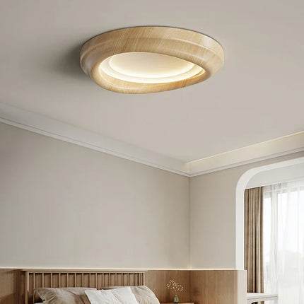 Plafonnier LED encastré imitation noyer design moderne — LZ4X9J