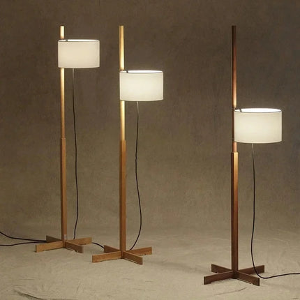 Lampadaire en bois massif avec abat-jour en tissu style nordique — LZ4X9P2