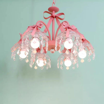 Lustre pour chambre enfant avec nœud rose en cristal — LZ4X9B