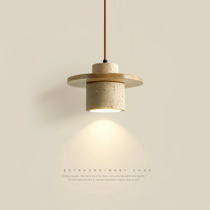 Suspension LED minimaliste japonaise en noyer et travertin — LZ4X9P