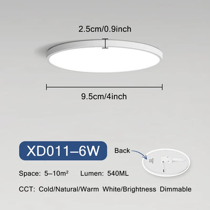 Plafonnier LED rond ultra mince à montage en surface — LZ4N7Q2F