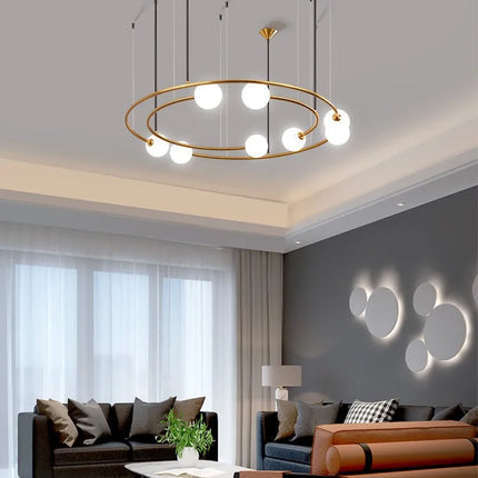 Lustre moderne créatif en verre LED forme planète orbitale — LZ4X9Q