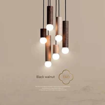 Suspension lustre à barre style chinois en noyer — LZ4R9XQ