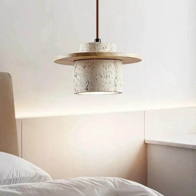 suspension japonaise vintage en bois et pierre décorative pour intérieur