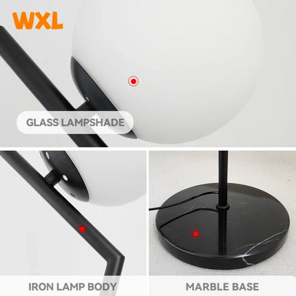 Lampadaire LED nordique en fer et verre pour intérieur — LZ4XJ9