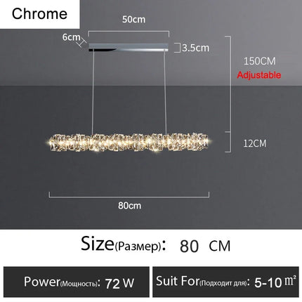 Lustre anneau LED dimmable en cristal pour intérieur moderne — LZ7XQ2