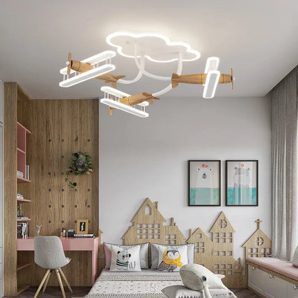 Plafonnier avion en bois pour chambre d’enfant au design chaleureux — LZ4X9P