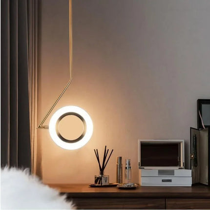 Lustre suspension moderne en anneau lune pour décoration intérieure — LZ4Q7M2