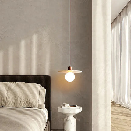 Suspension en travertin jaune style japonais wabi-sabi pour chambre et restaurant — LZ4N7Q2