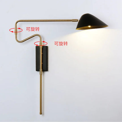 Applique murale nordique à bras pivotant avec lampe LED intégrée — LZ4T9X