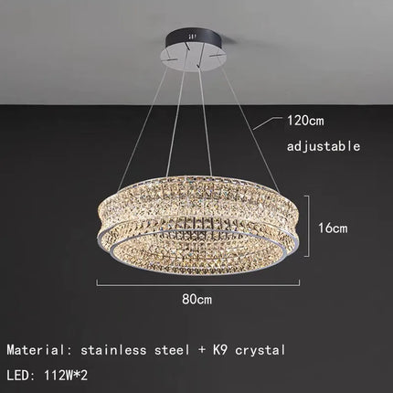 Lustre moderne en cristal clair avec intensité variable et cordon réglable — LZ7D9Q