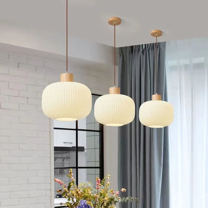 Suspension en verre avec décor en bois style nordique — LZ4X9P