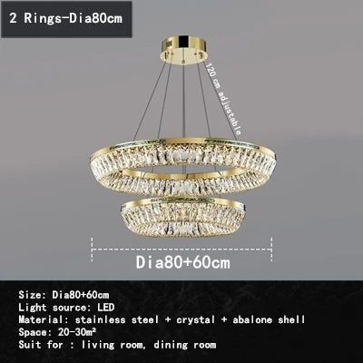 Lustre intérieur en cristal et cuivre à trois couches — LZ4X9P2