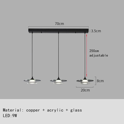Suspension LED design en verre et cuivre avec cordon réglable — LZ4X9P