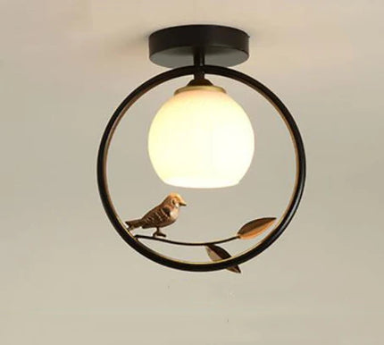 plafonnier nordique créatif avec motif d'oiseau pour balcon