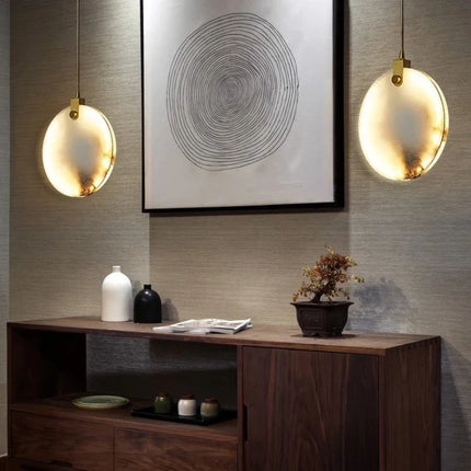 Lustre léger en cuivre et marbre naturel pour décoration élégante — LZ4T9QJ