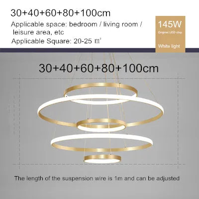 Lustre nordique moderne avec anneau lumineux et télécommande — LZ4X9P2