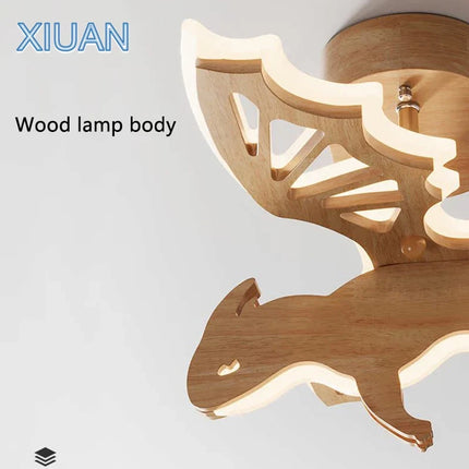 Lustre en bois dinosaure pour chambre enfant et salle de jeux — LZ4X9P2