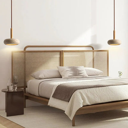 Suspension LED moderne en pierre et bois style japonais — LZ4G7T9