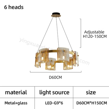 Lustre moderne en verre pour éclairage design élégant — LZ4X9P2