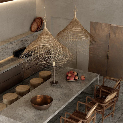 Suspension rétro en bambou tissé pour décoration asiatique — LZ4X9Q2
