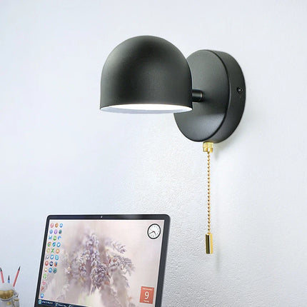 Applique murale LED nordique avec interrupteur et prise, noir et blanc pour chambre et hôtel — LZ4X9M2